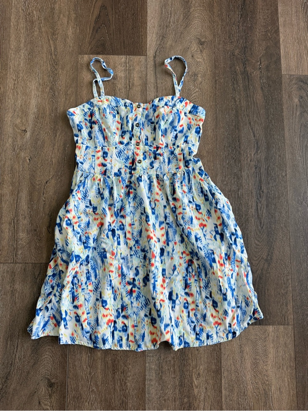Express Blue, White & Orange Floral Sundress Women’s Size XS